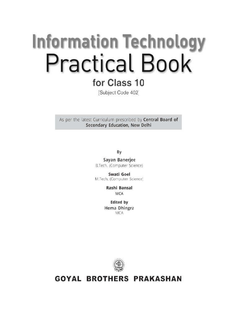 Practical Information Technology Class 10 (Code 402) | PDF