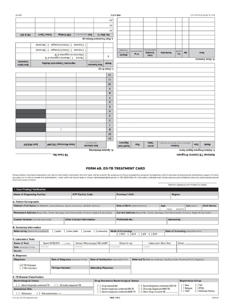 Treatment Card TB Dots | PDF