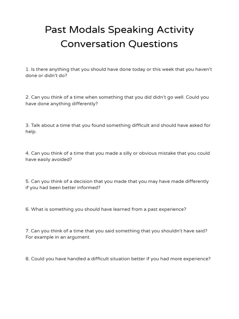 Speaking Modal Verbs | PDF