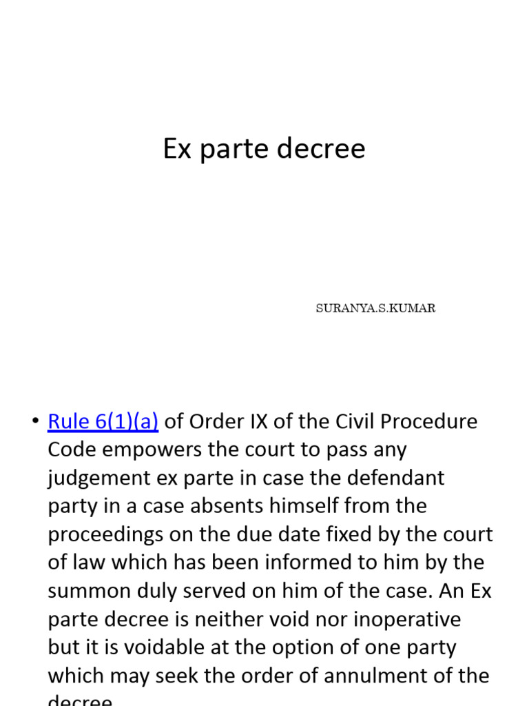 Ex Parte Decree CPC | PDF | Annulment | Ex Parte