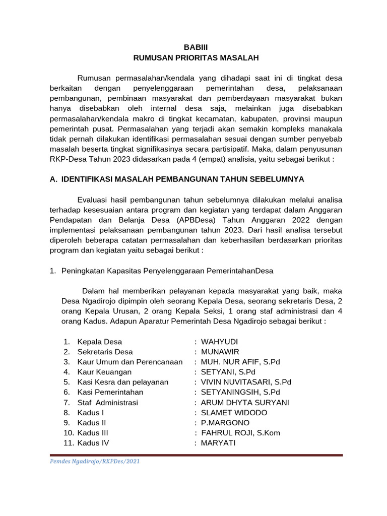 Rkpdes 2023 Bab III | PDF