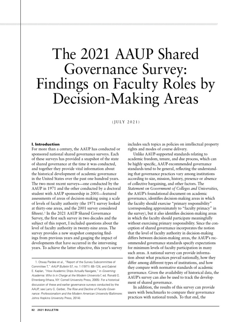 2021 AAUP Shared Governance Survey Findings On Faculty Roles 0 | PDF ...