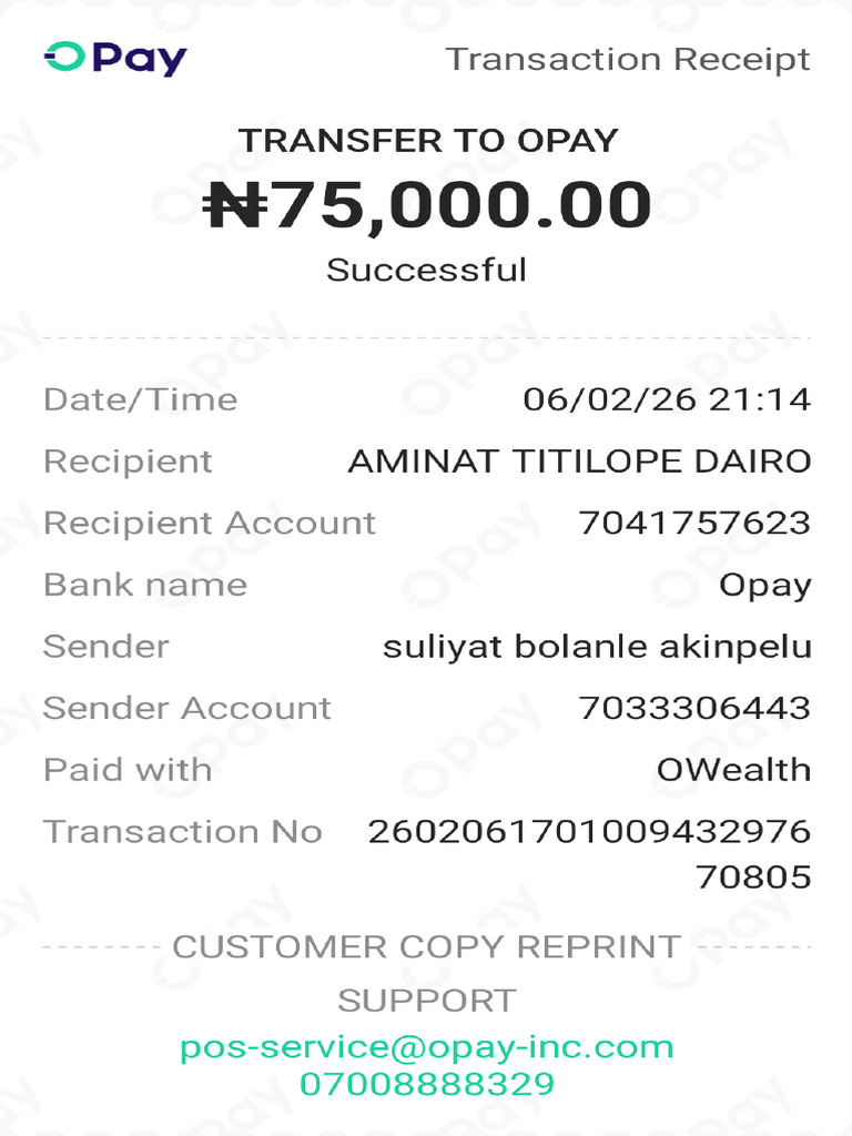 Opay Business Receipt 260206170100943297670805 | PDF