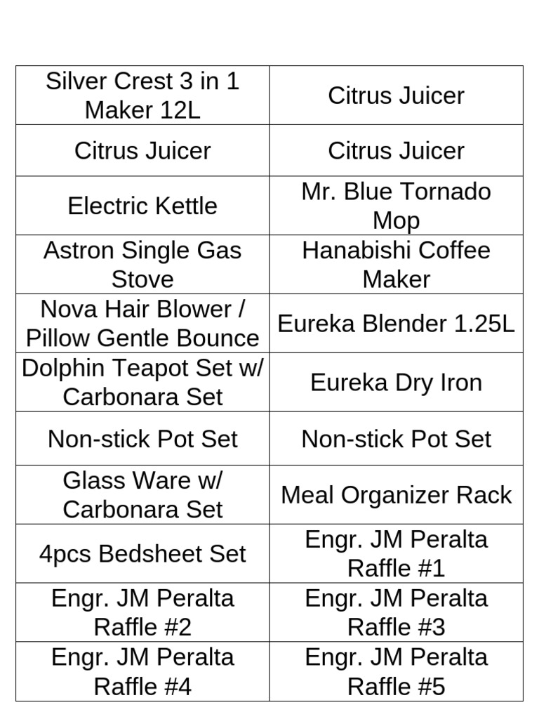 Raffle | PDF