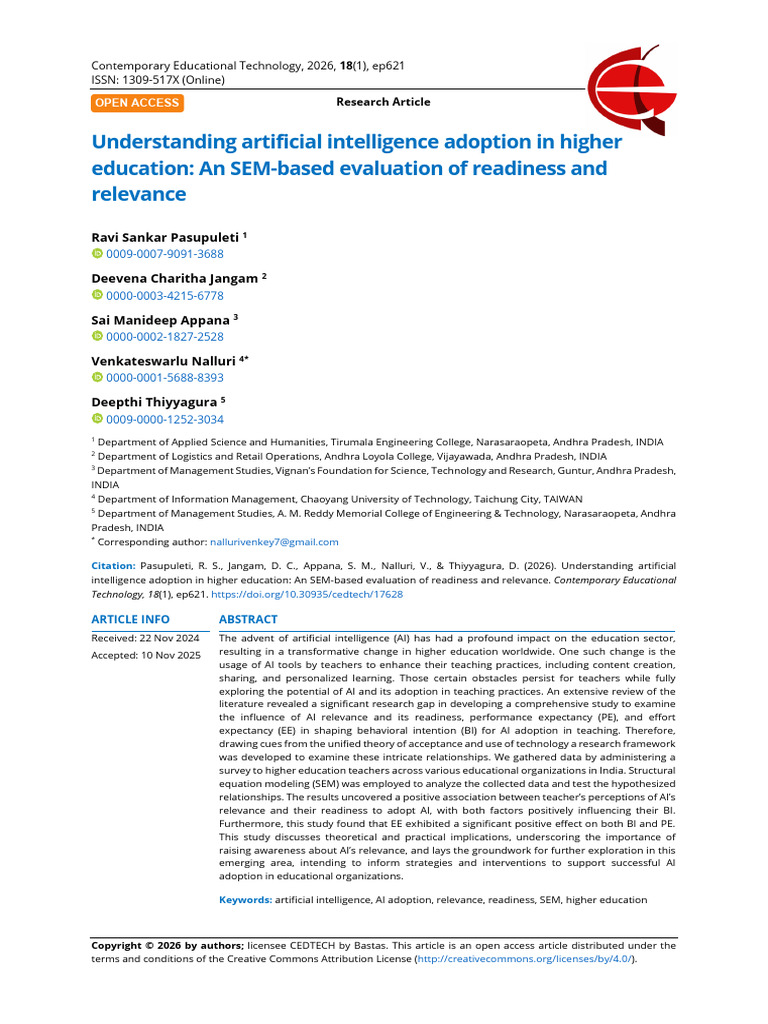 Understanding Artificial Intelligence Adoption in Higher Education An ...