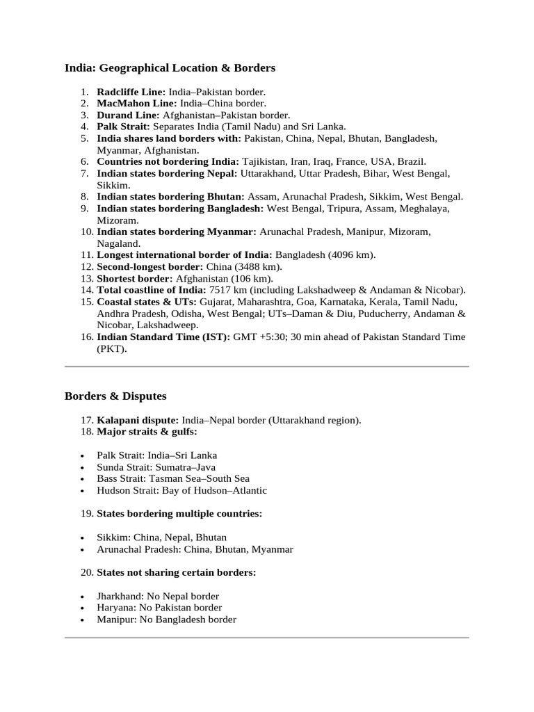 India Geographical Location and Borders | PDF | Physical Geography ...