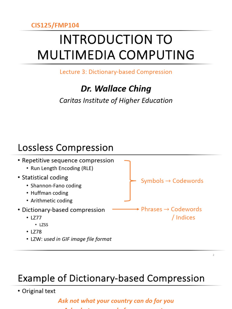 Lecture 3 - Dictionary-Based Compression | PDF | Code | Data Compression