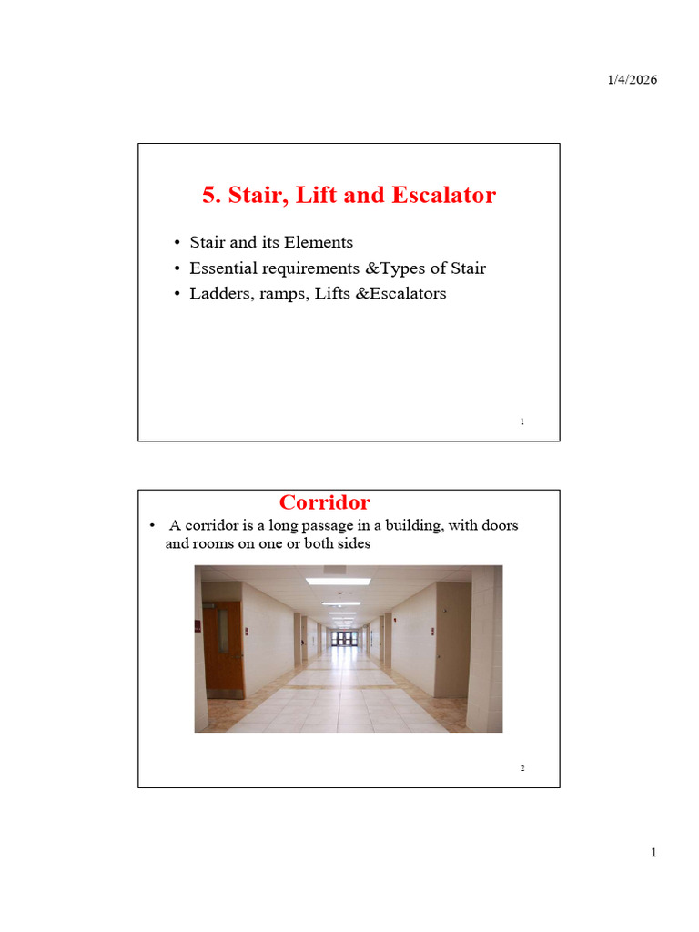 Stair, Lift and Escalator | PDF | Stairs | Elevator