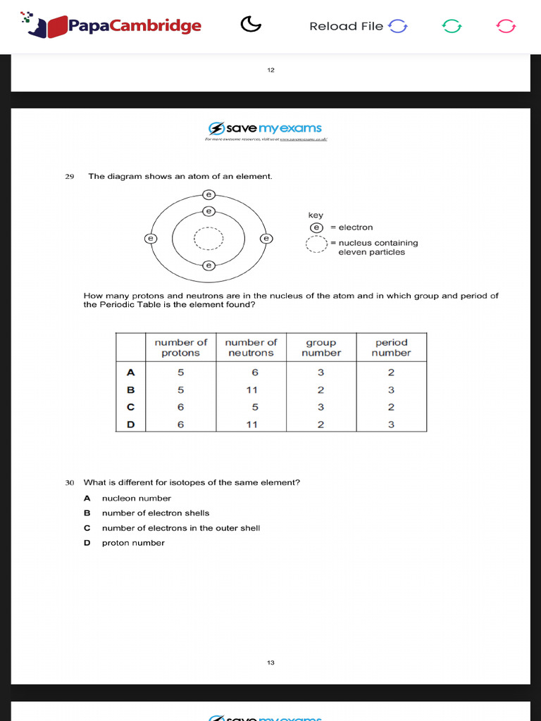 31 Atomic Structure and The Periodic Table Topic Booklet 1 CIE IGCSE ...