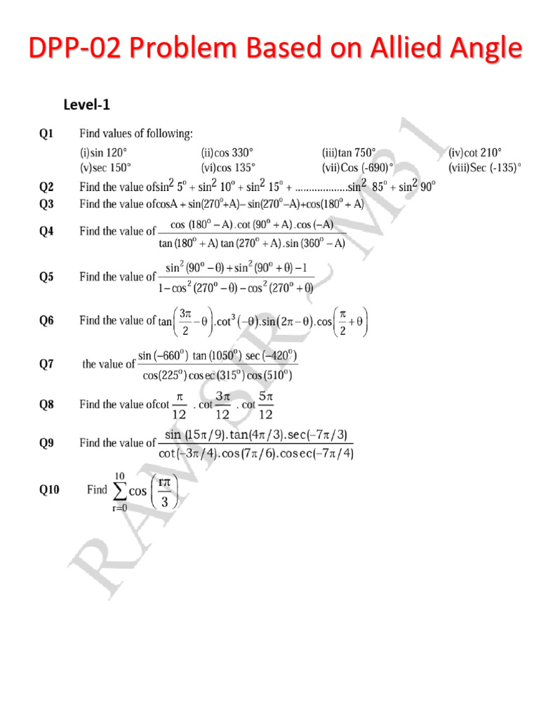 DPP 2 Trigonometry | PDF
