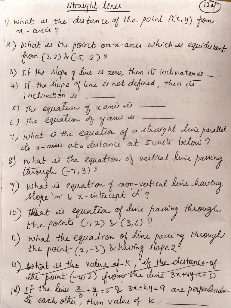 Straight Lines Test | PDF
