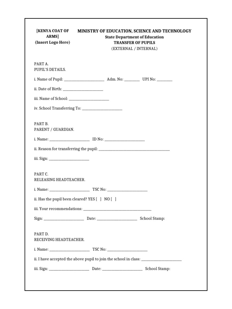 Transfer Form Formatted | PDF
