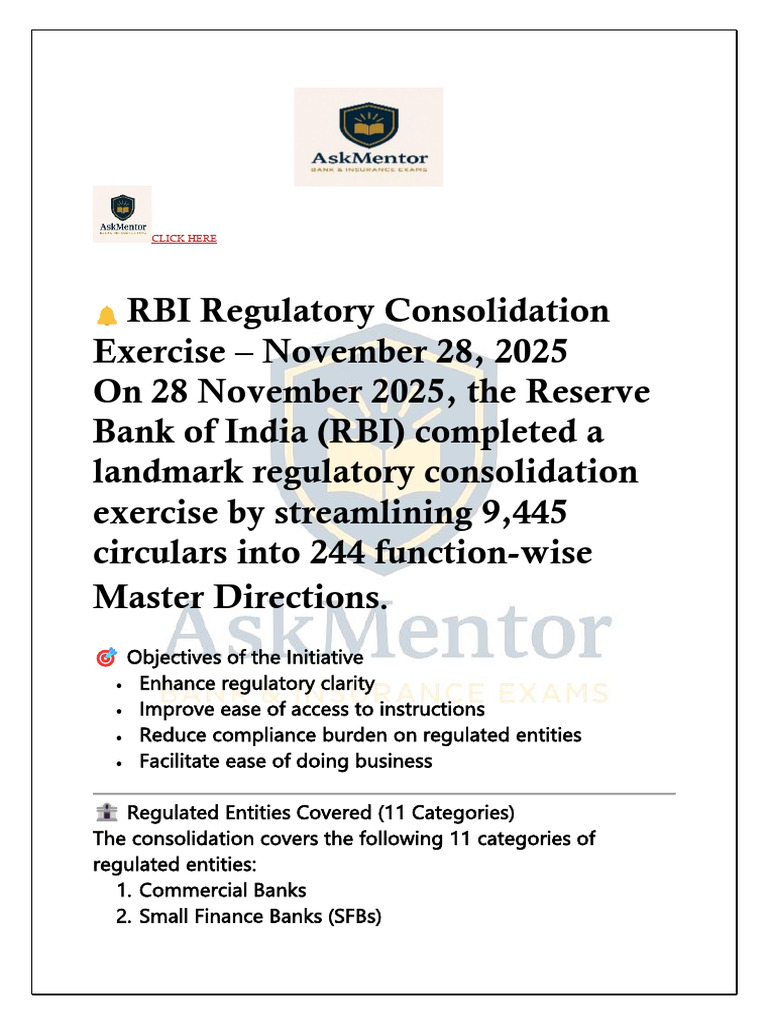 Rbi Circulars November 2025 | PDF | Repurchase Agreement | Reserve Bank ...