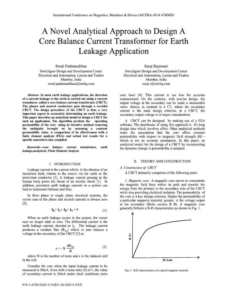 A Novel Analytical Approach To Design A Core Balance Current ...