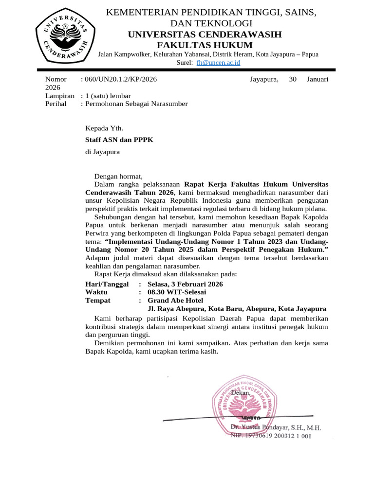 Surat Undangan Raker 2026 Lengkap-ACC | PDF