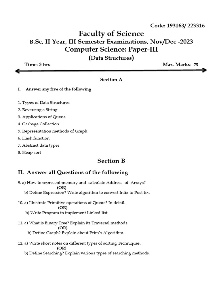 Sem III - Data Structures (CS) | PDF