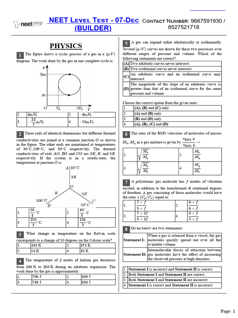 ? Neetprep Test Ascend 1 | PDF | Gases | Temperature