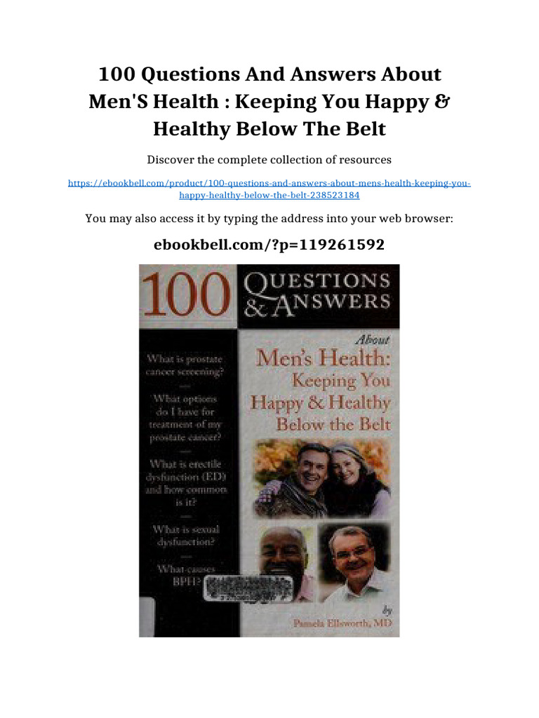 100 Questions and Answers About Men'S Health: Keeping You Happy & Healthy Below The Belt | PDF ...