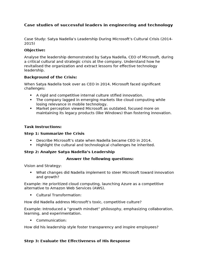 Case Study 1 | PDF | Microsoft | Leadership