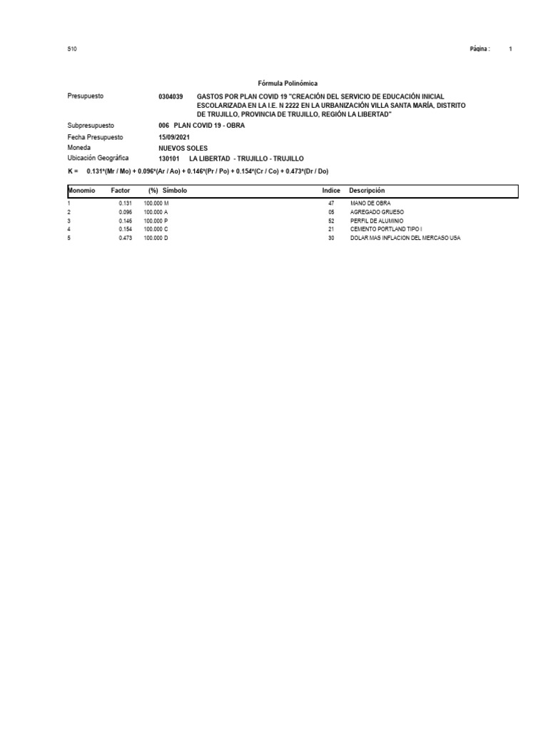Formulak PCV | PDF