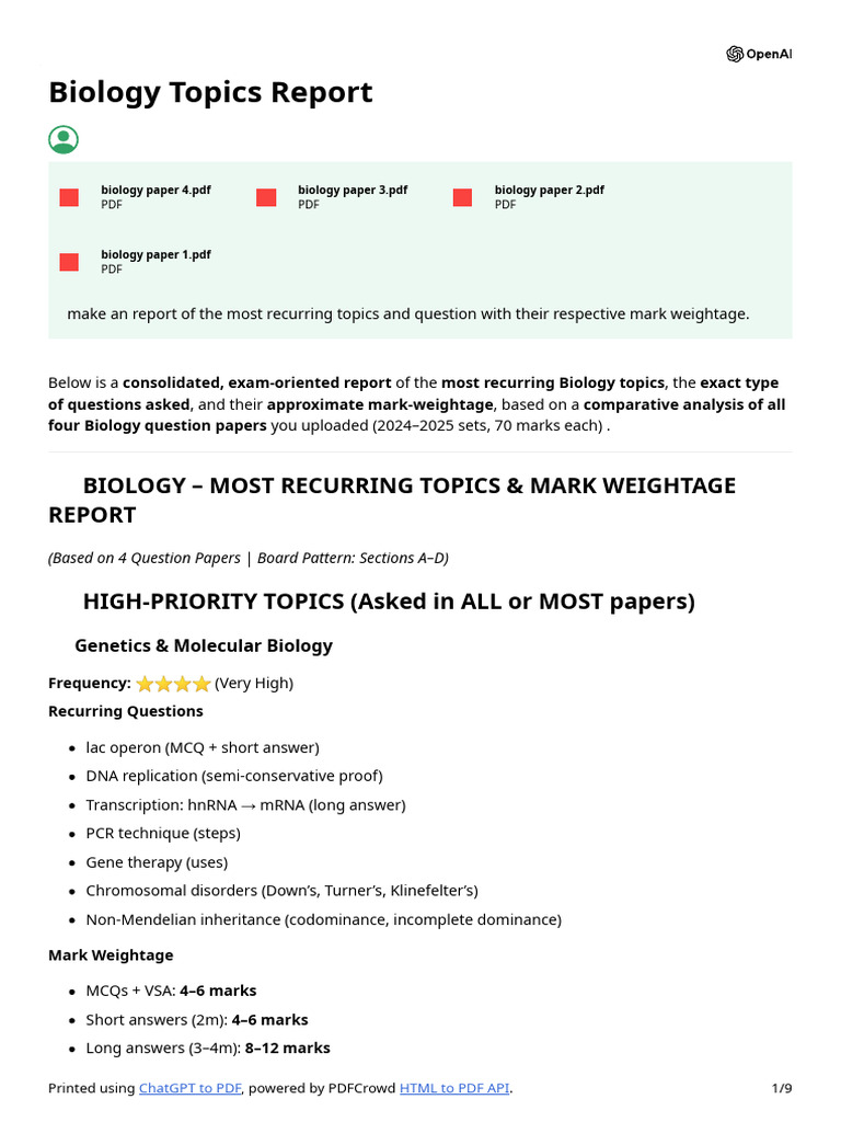 Biology Topics Report | PDF | Biology | Hormone