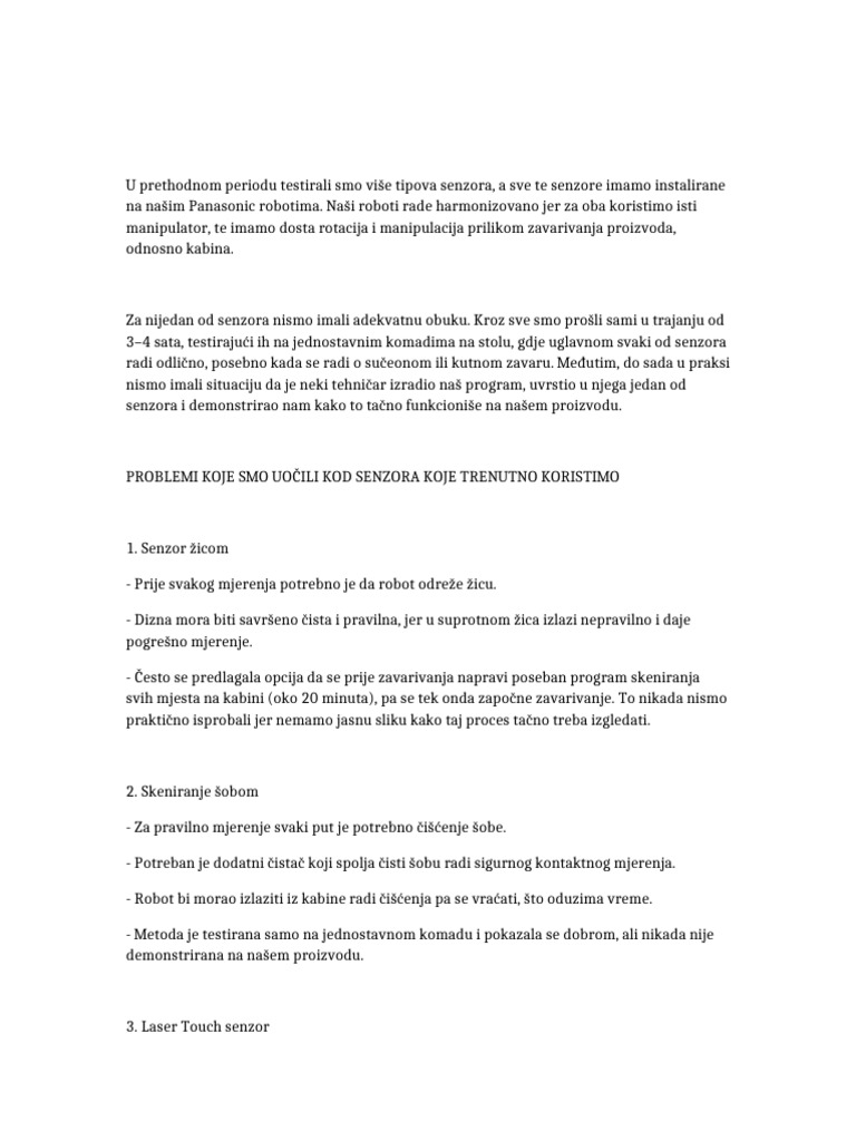 Izvjestaj Senzori | PDF