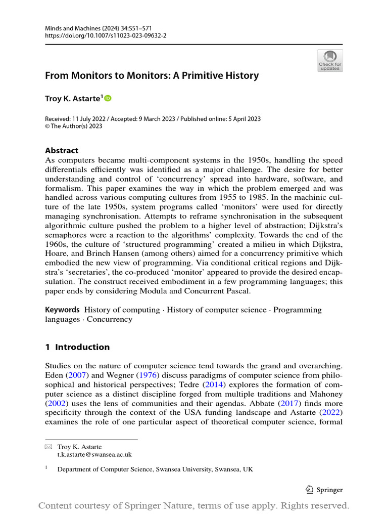 From Monitors To Monitors A Primitive History | PDF | Computing ...