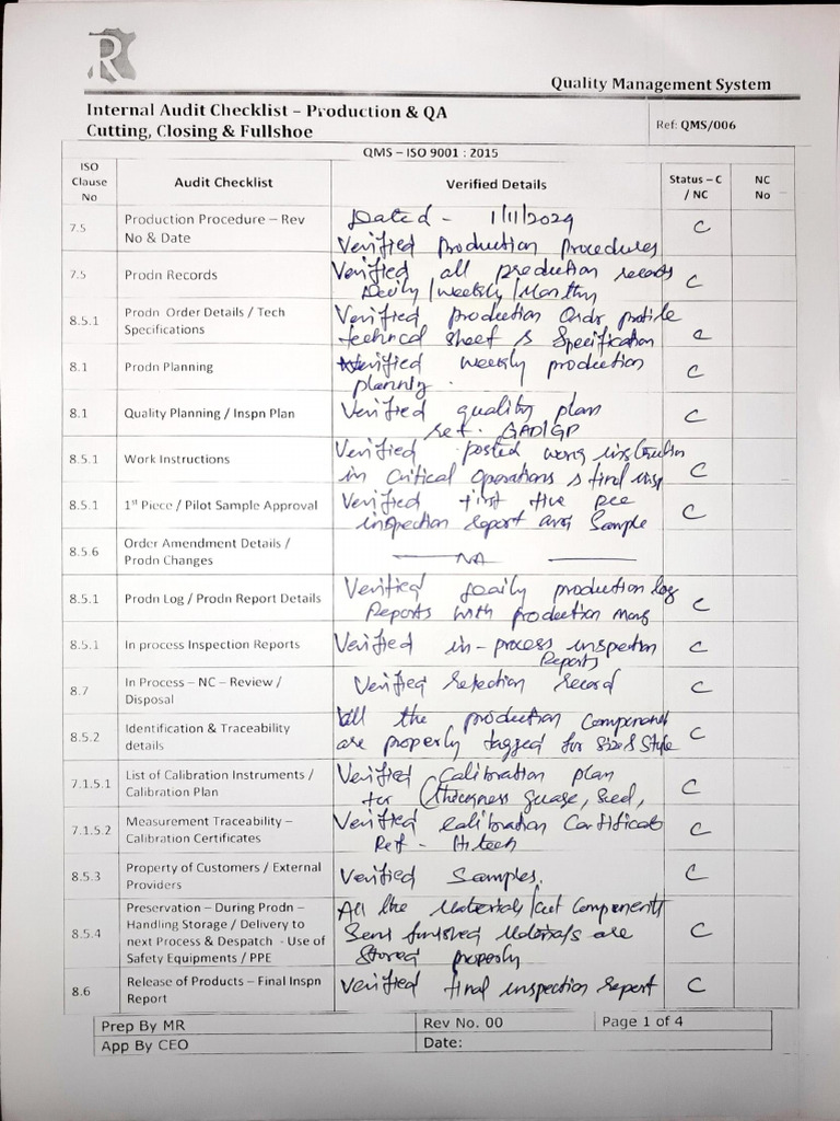 RSPL IA Reports | PDF | Calibration | Quality Management System