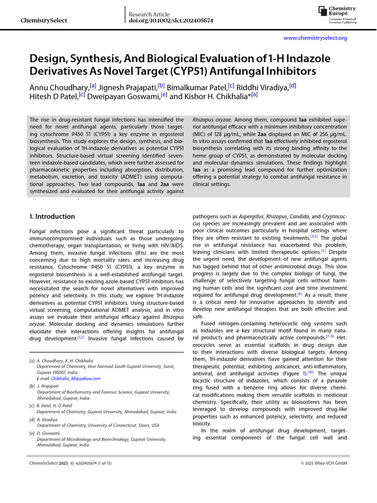 Design Synthesis and Biological Evaluation of 1-H | PDF | Enzyme ...