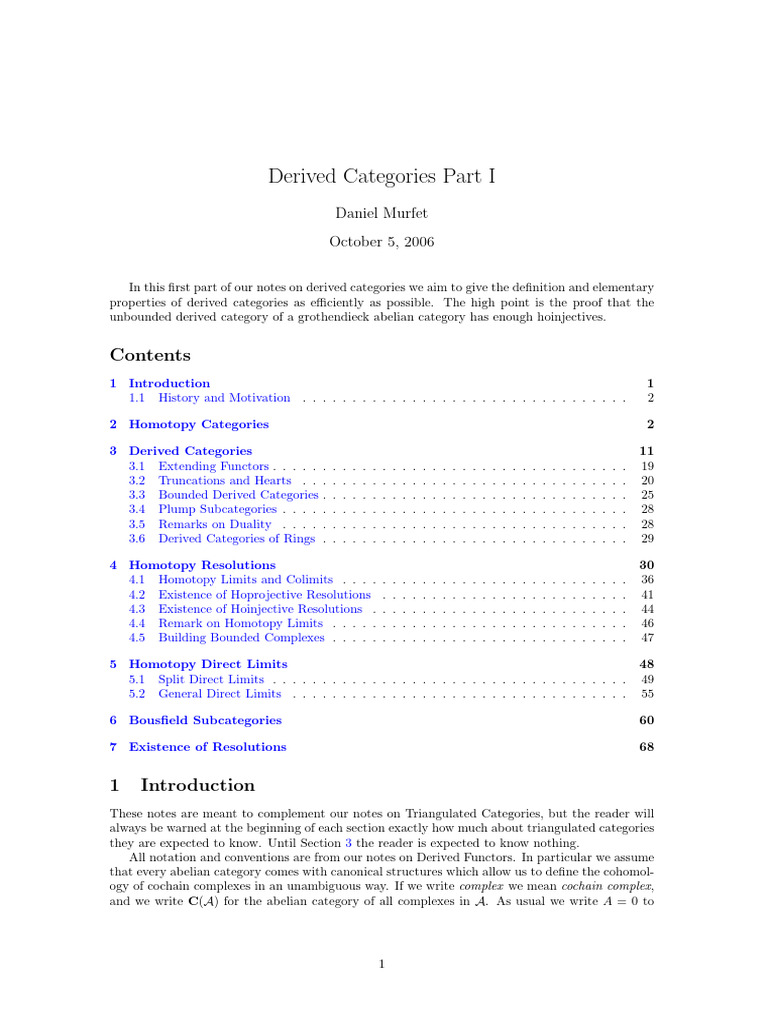 Derived Categories | PDF | Mathematical Concepts | Geometry