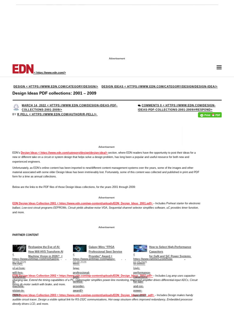 Design Ideas PDF Collections - 2001 - 2009 - EDN | PDF | Power Supply ...