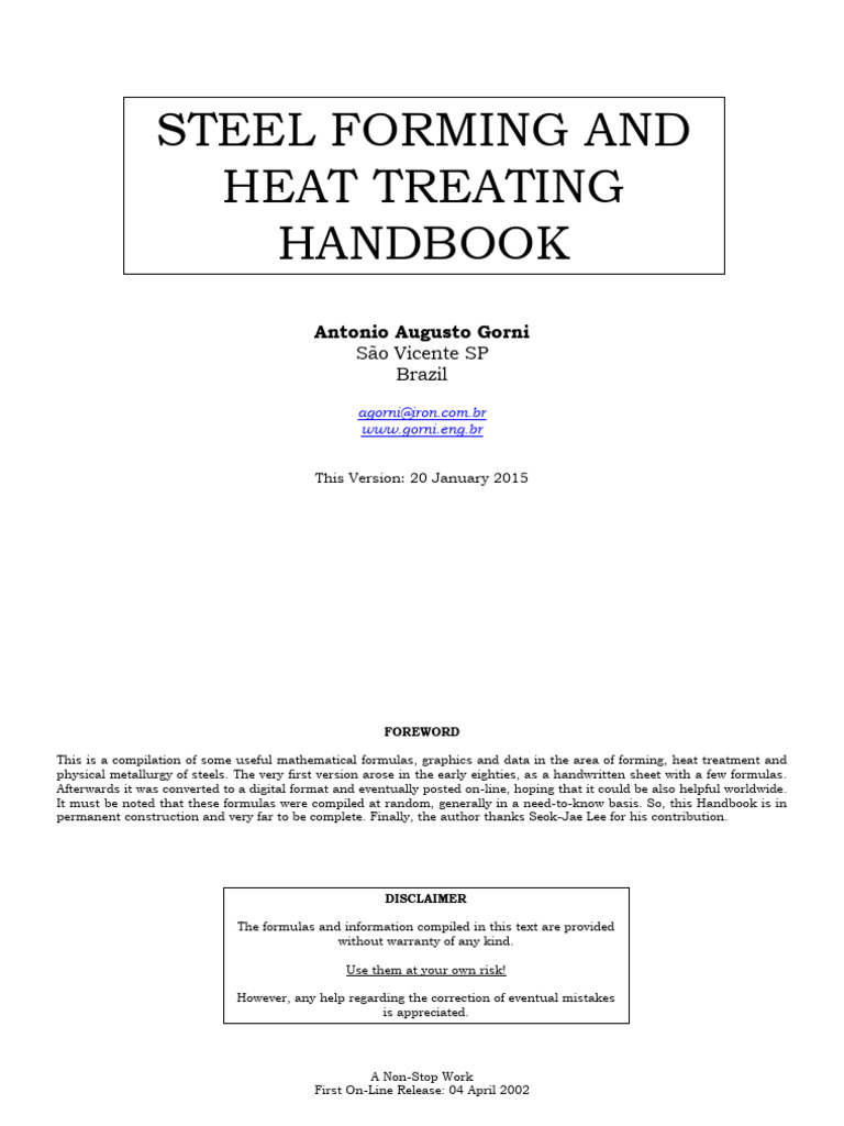 Steel Forming and Heat Treating Handbook | PDF | Heat Treating | Steel