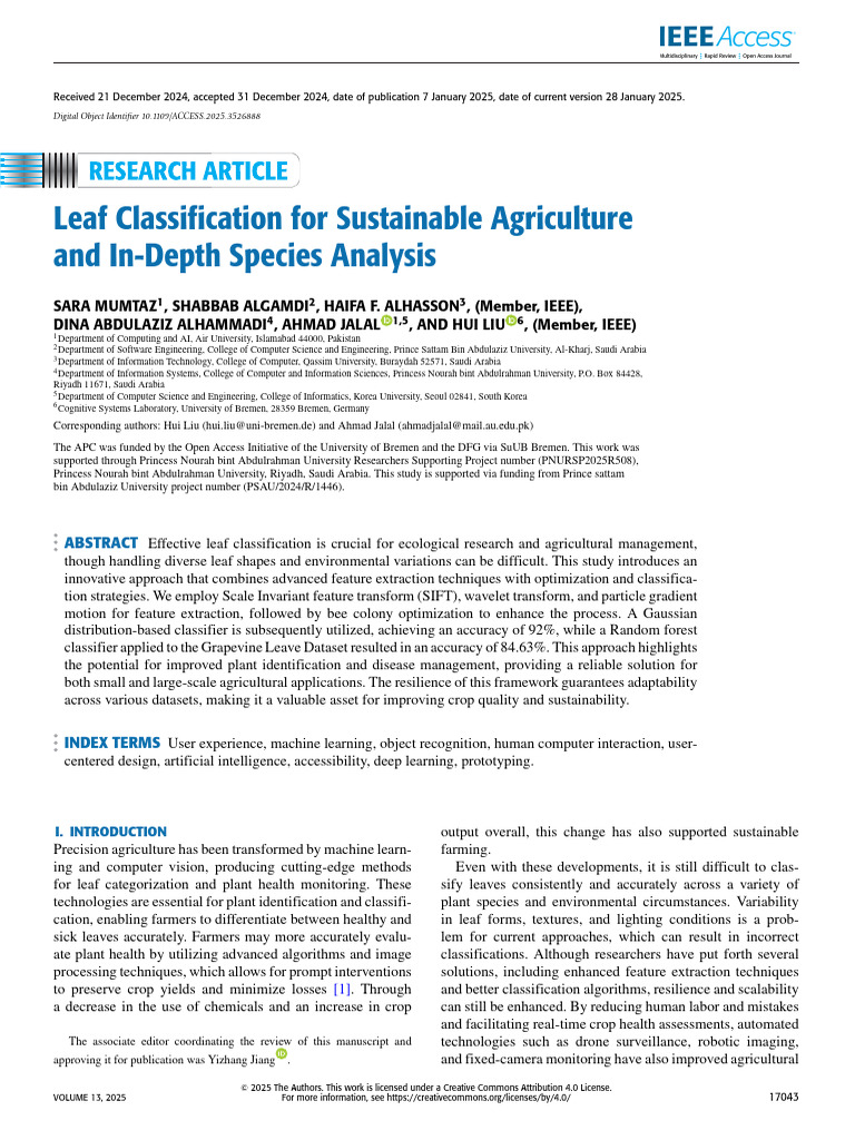 Leaf Classification For Sustainable Agriculture and In-Depth Species ...