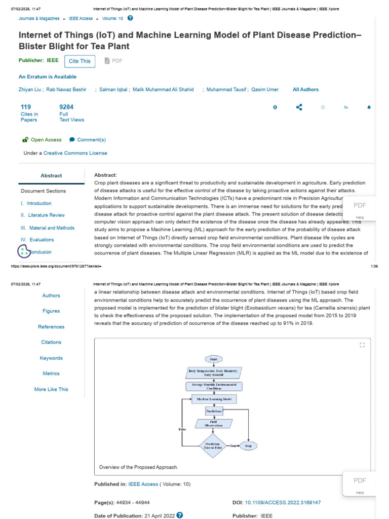 Internet of Things (IoT) and Machine Learning Model of Plant Disease ...