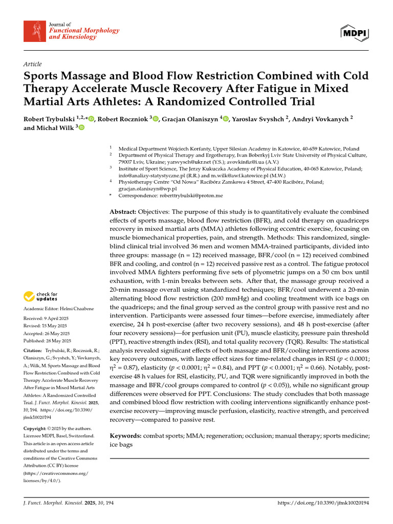 Sport Massage & Blood Flow | PDF | Massage | Force