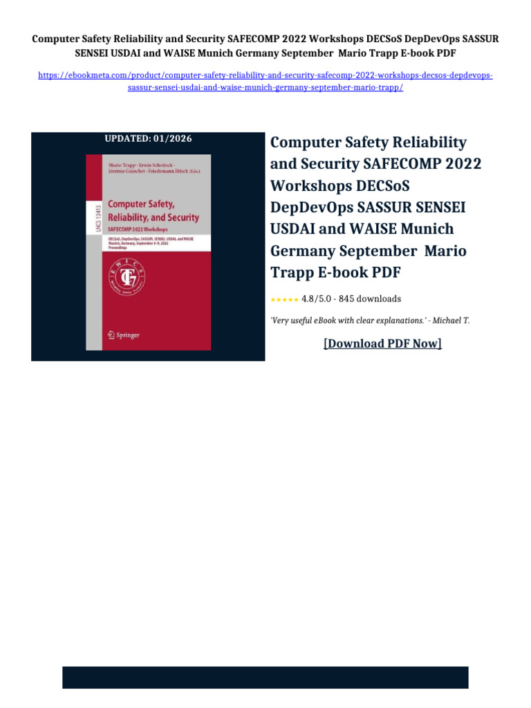 Computer Safety Reliability and Security SAFECOMP 2022 Workshops DECSoS ...