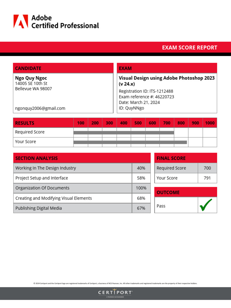 ACP Photoshop Score Report - Ngo | PDF