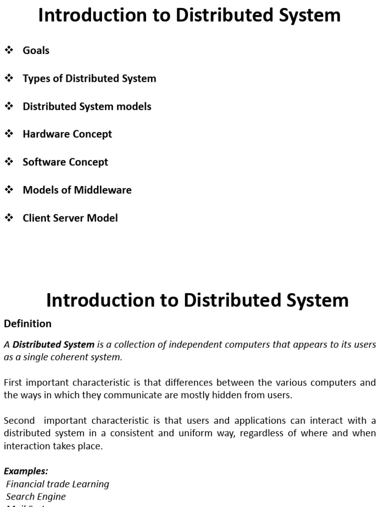 Introduction To Distributed System | PDF | Central Processing Unit ...
