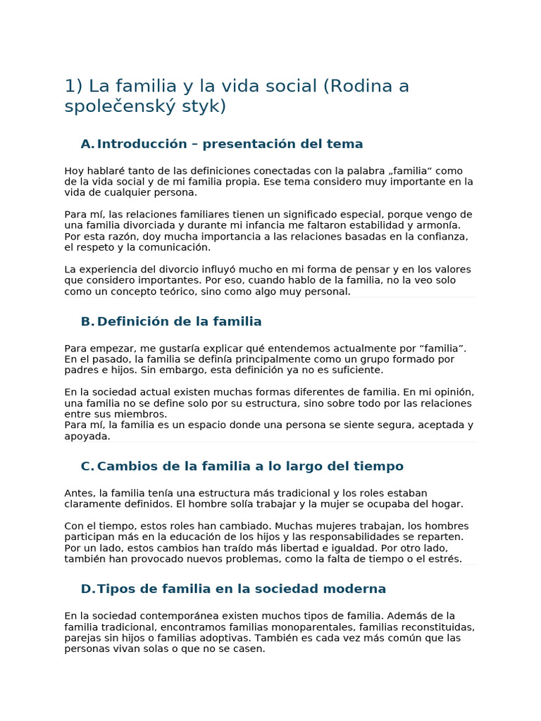 1 - La Familia y La Vida Social | PDF | Familia