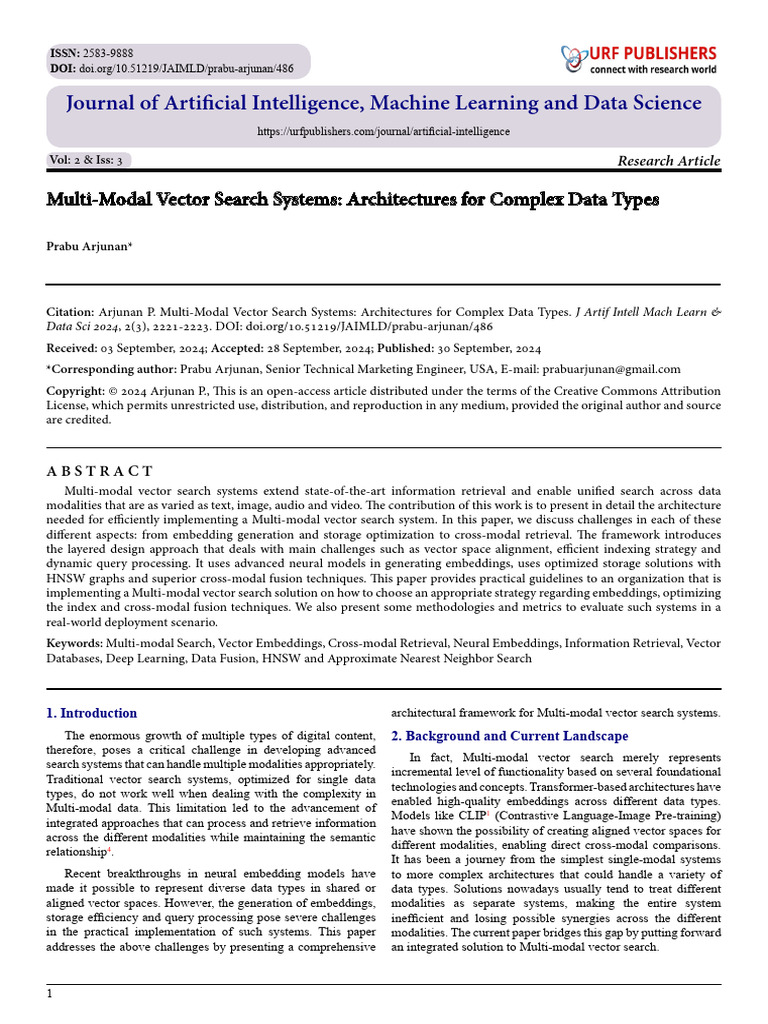 Multi-Modal Vector Search Systems: Architectures For Complex Data Types ...