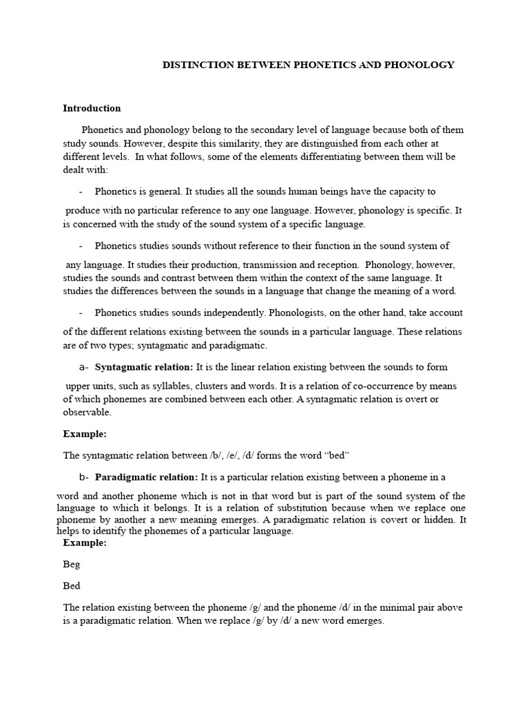 Distinction Between Phonetics and Phonology | PDF | Phoneme | Phonology