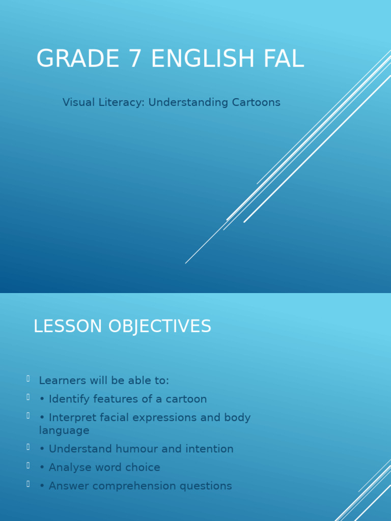 Grade 7 - Visual Literacy - Cartoon Lesson | PDF