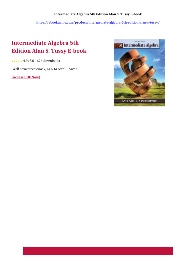 Intermediate Algebra 5th Edition Alan S. Tussy ebook testbank solutions ...