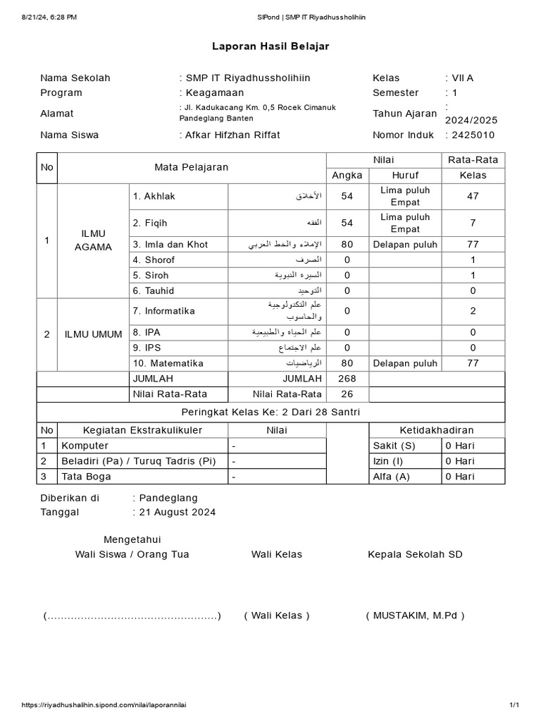 Rapor SMP | PDF