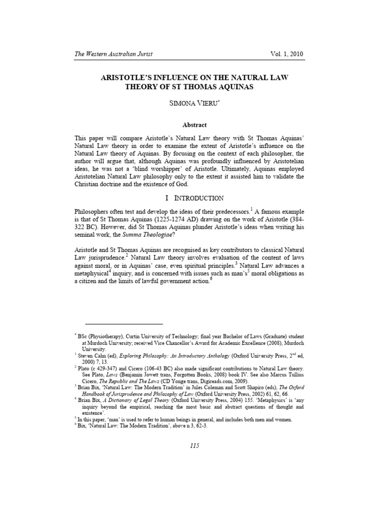 Aristotle's Influence On The Natural Law | PDF | Thomas Aquinas ...