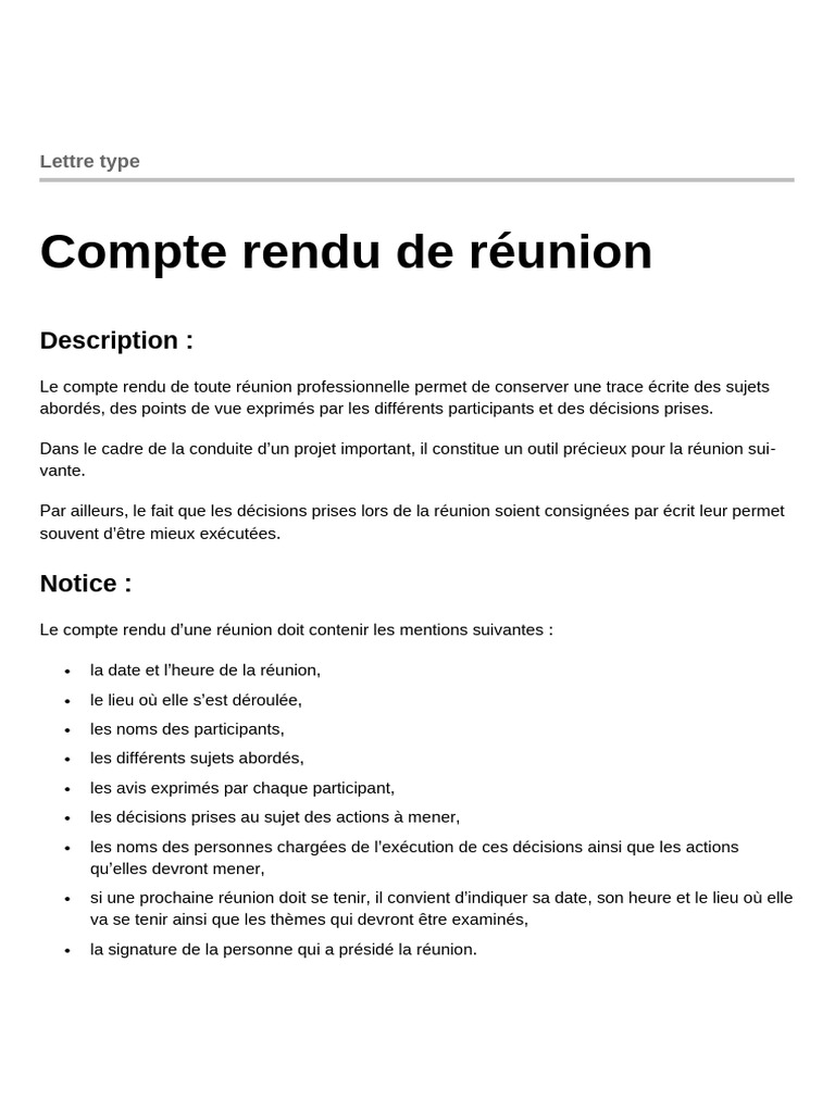 Compte Rendu de Reunion | PDF