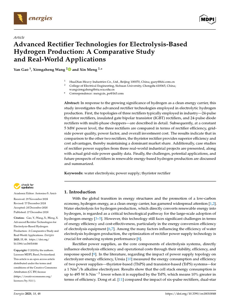 Advanced Rectifier Technologies For Electrolysis-B | PDF | Rectifier ...