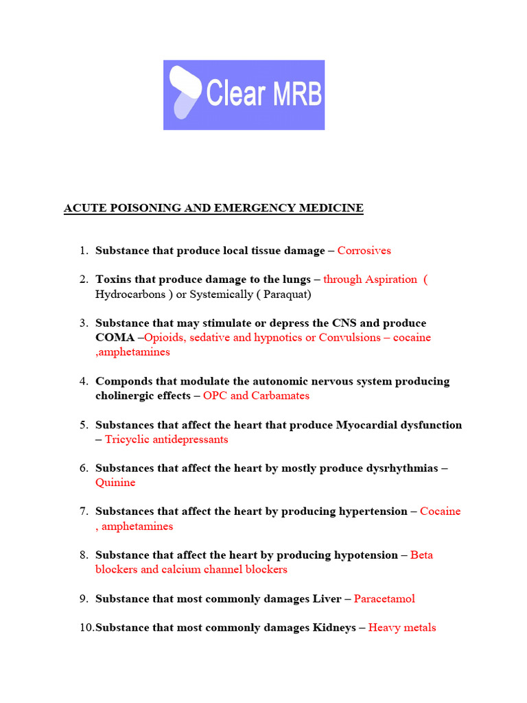 Acute Poisoning and Toxicology | PDF | Medical Specialties
