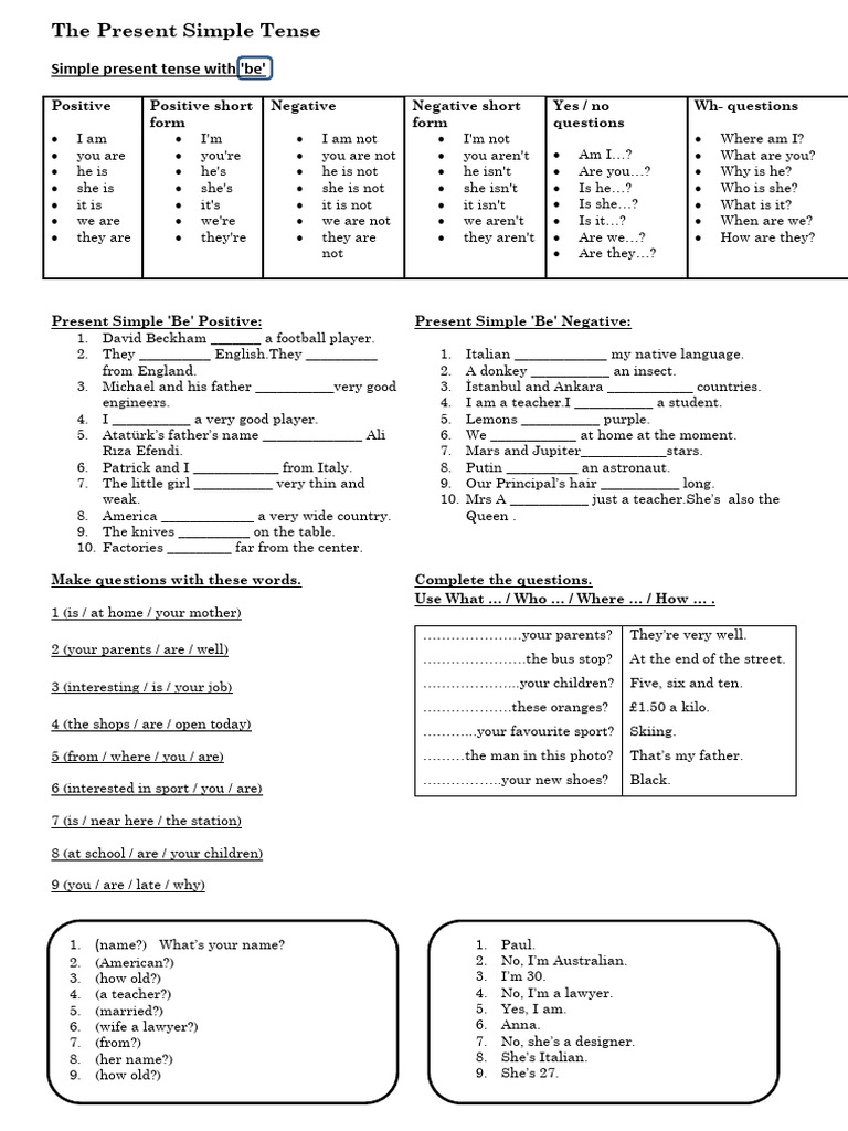 The Present Simple Tense1 | PDF | Linguistic Morphology | Language ...