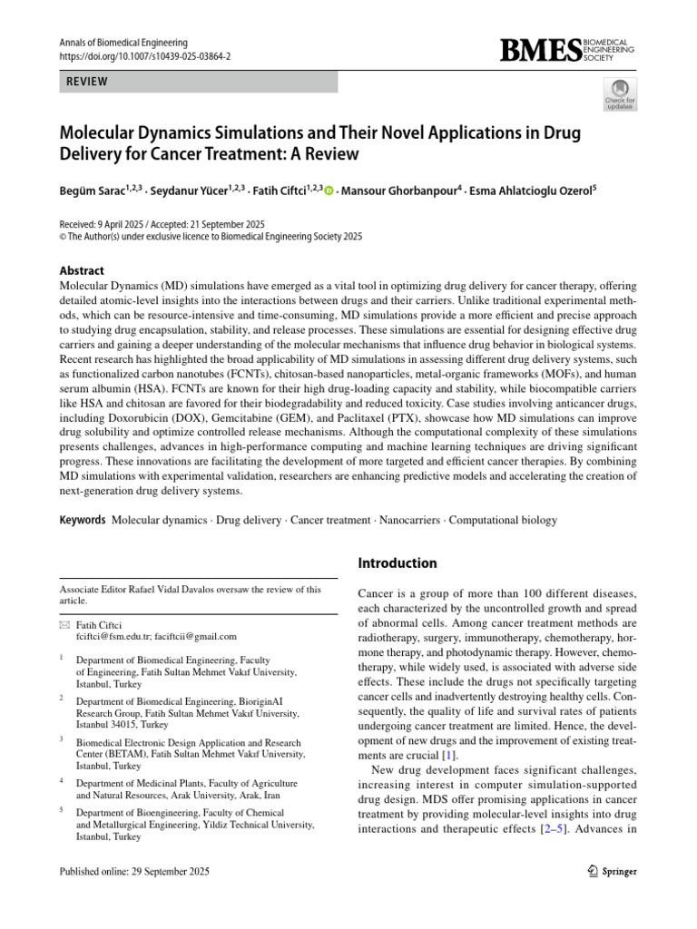 Review MD in Drug | PDF | Molecular Dynamics | Force Field (Chemistry)